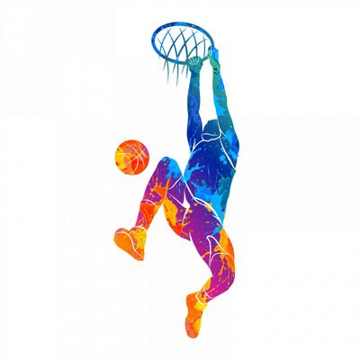 188 Colorful Basketball Hoop Wall Decal for Boys' Room, 310 x 750 mm