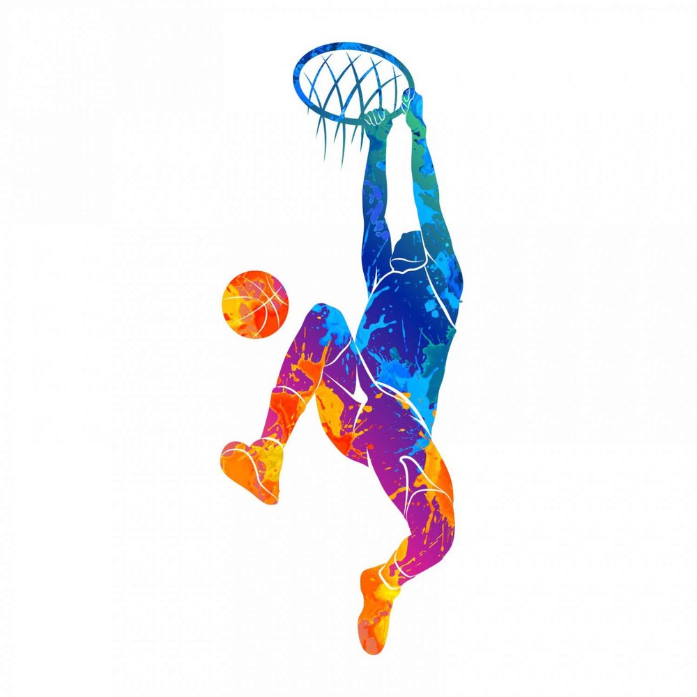 188 Colorful Basketball Hoop Wall Decal for Boys' Room, 310 x 750 mm