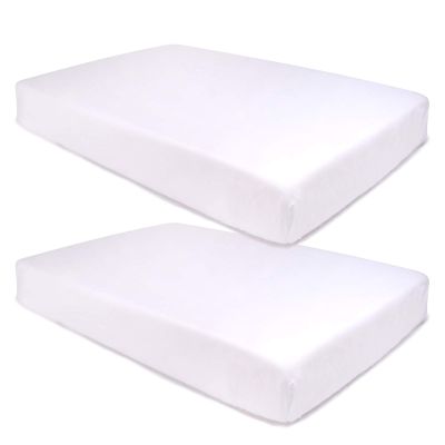 PEKITAS 2-Pack Fitted Crib Sheets, 100% Cotton, 50 x 80 cm, White