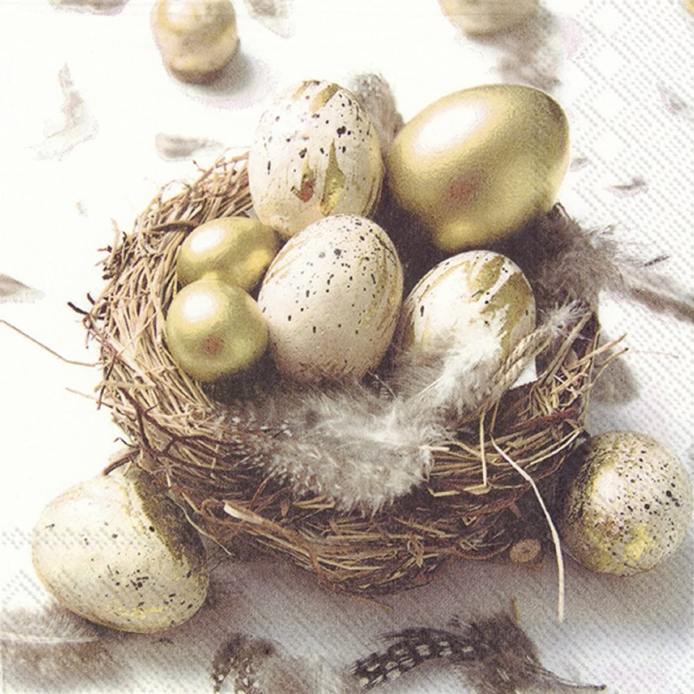 IHR L 851500 Paper Lunch Napkins, Funny Golden Eggs, Gray, 20 Count, 33 x 33 cm, 3-Ply