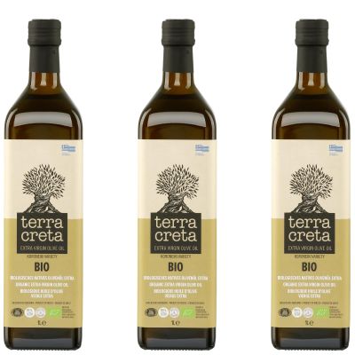 Terra Creta Organic Extra Virgin Olive Oil, 3 x 1 L