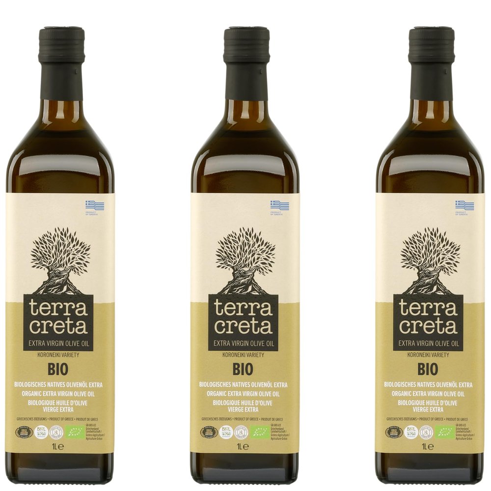 Terra Creta Organic Extra Virgin Olive Oil, 3 x 1 L