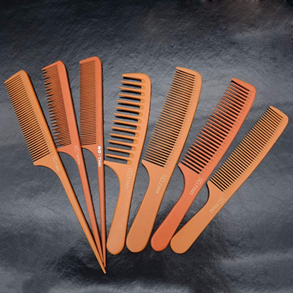 Egurs Wooden Combs, 7-Piece Set, Anti-Static, Wide-Tooth, Double-Sided Styling Combs