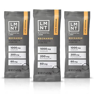 LMNT Keto Electrolyte Powder Packets, Orange Salt, 30 Stick Packs | No Sugar or Artificial Ingredients