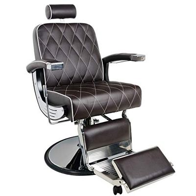 Activeshp Imperial Barber Chair, Brown, 360° Rotating, Hydraulic Height Adjustment