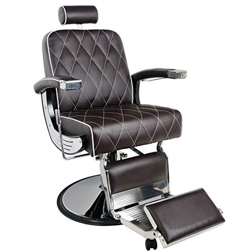 Activeshp Imperial Barber Chair, Brown, 360° Rotating, Hydraulic Height Adjustment