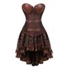 Grebrafan Steampunk Pirate Corset with Tulle Skirt, S, Brown view 1