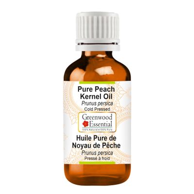 Greenwood Essential Pure Peach Kernel Oil (Prunus persica), Cold-Pressed, 100 ml (3.38 fl oz)