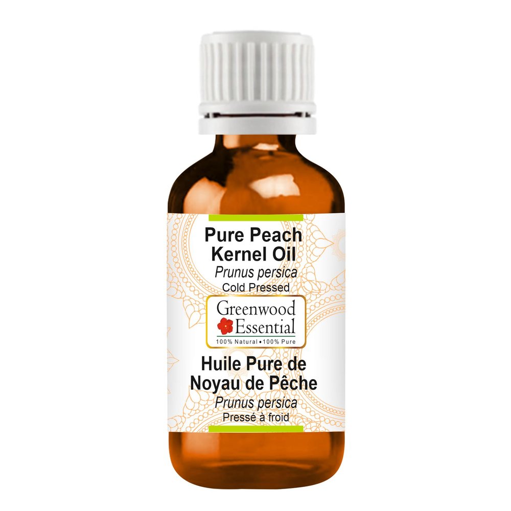 Greenwood Essential Pure Peach Kernel Oil (Prunus persica), Cold-Pressed, 100 ml (3.38 fl oz)