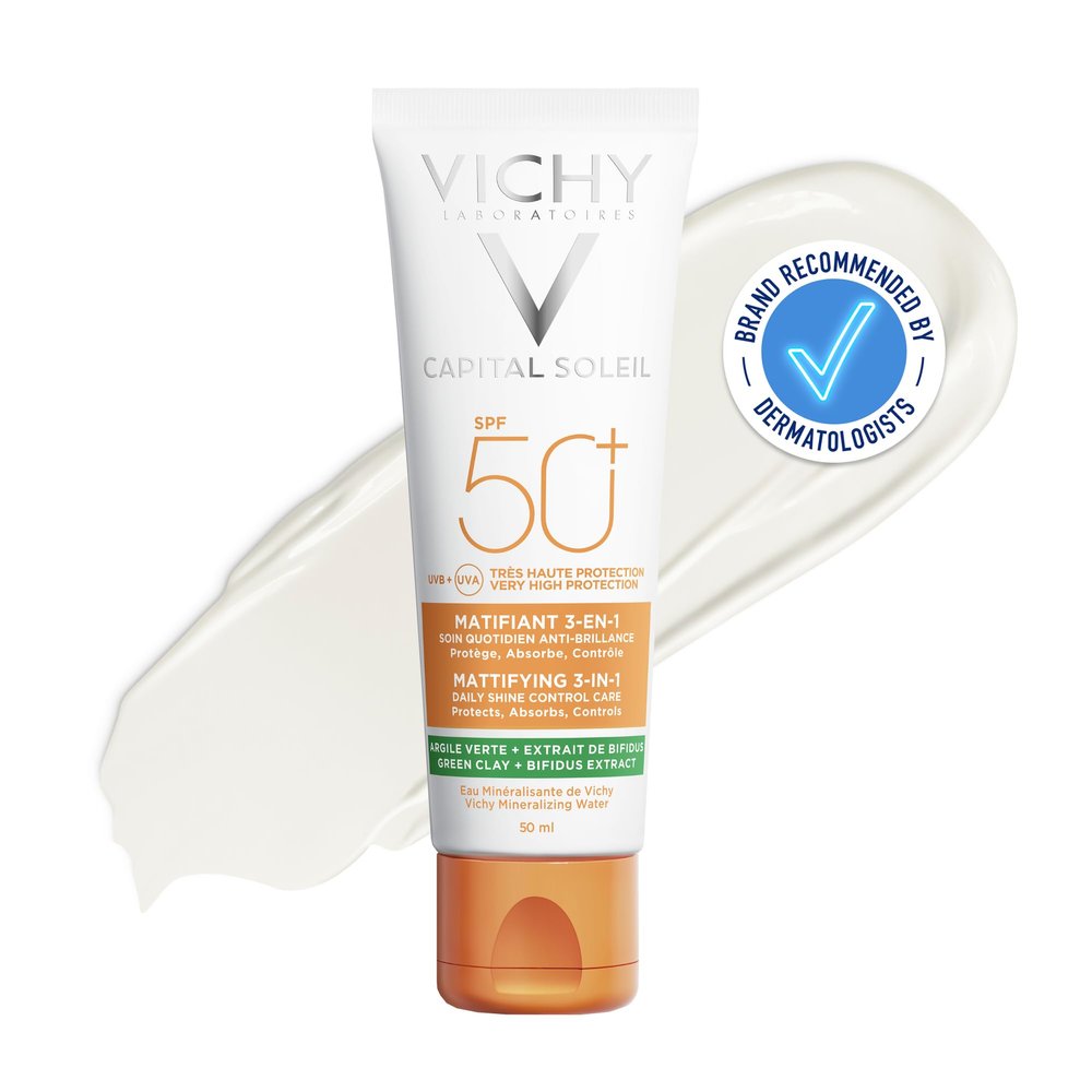 Vichy Capital Soleil Oil Control SPF 50+, Mattifying Sunscreen for Sensitive Facial Skin, 50 ml