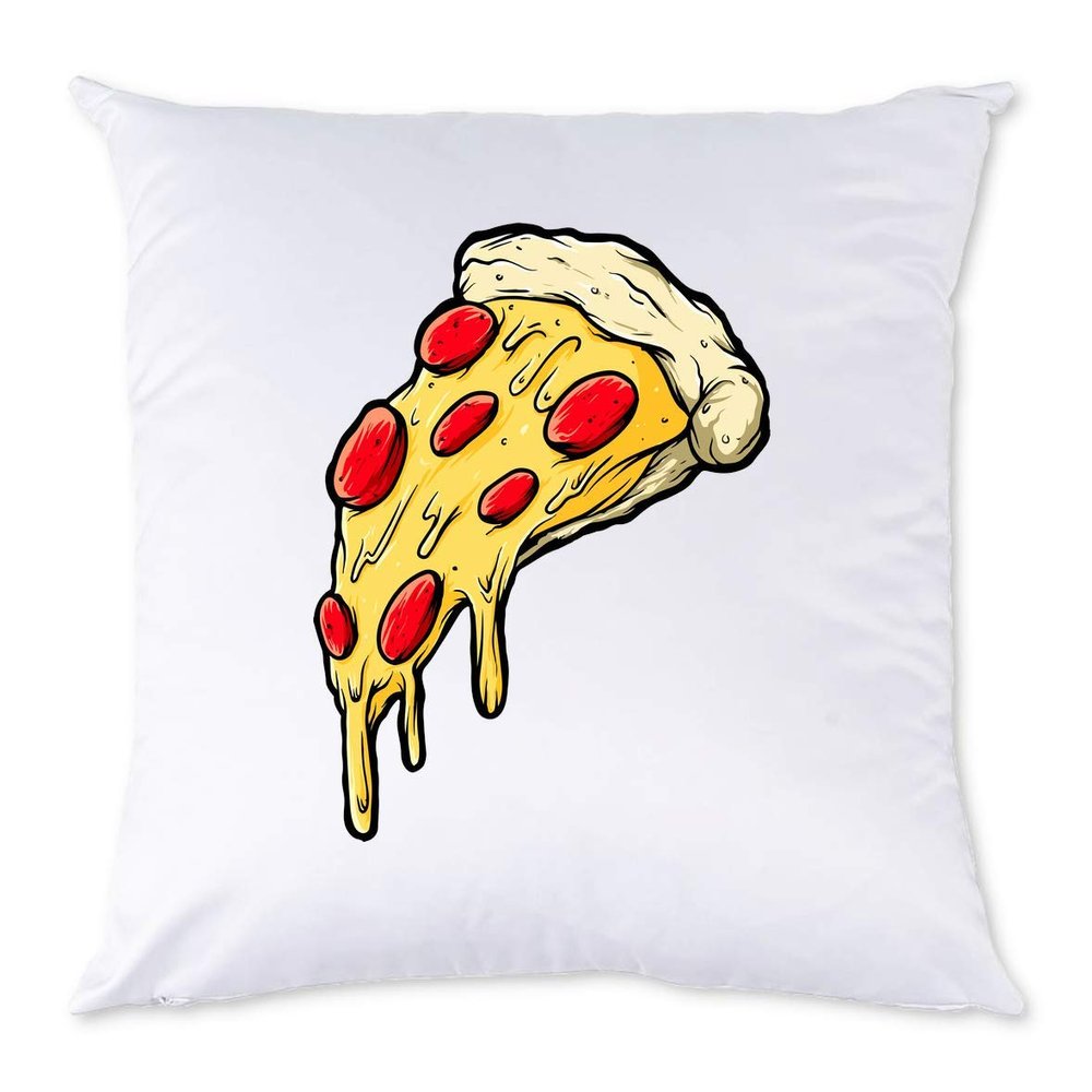 Iprints Cartoon Slice of Pizza Funny Vector Art White Pillow