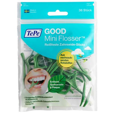 TePe GOOD Mini Flosser, Dental Floss Picks, 6-Pack (6 x 36 ct)