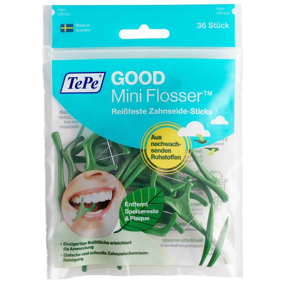TePe GOOD Mini Flosser, Dental Floss Picks, 6-Pack (6 x 36 ct)
