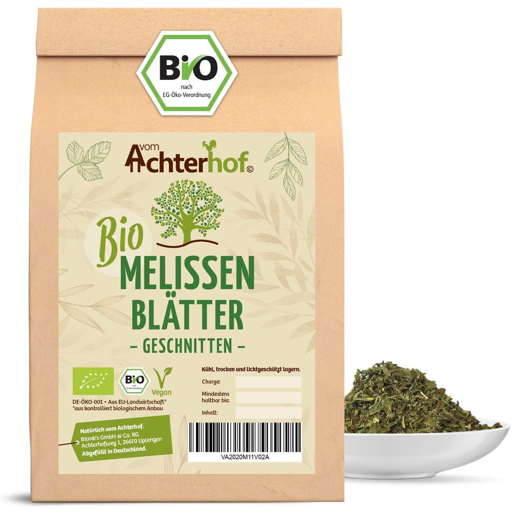 Organic Lemon Balm Tea | 100 g | 100% Lemon Balm, No Additives | Loose-Cut Dried Lemon Balm Leaves | vom Achterhof