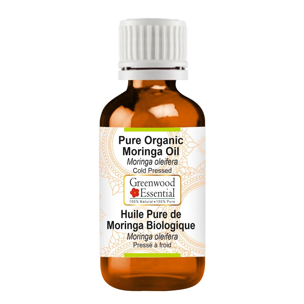 Greenwood Essential Organic Moringa Oil (Moringa oleifera), Cold-Pressed, 100 ml (3.38 oz)