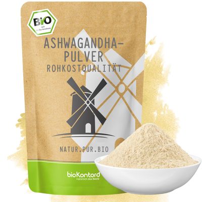 bioKontor Organic Ashwagandha Powder 500 g, 100% Pure, Finely Ground