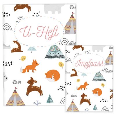 Cozy Racoon Child Health Booklet and Vaccination Record Cover | 3-Piece Set | High-Quality Cover for Your Child’s Health Examination Booklet and Vaccination Record | Woodland Animals Design (No Personalization)