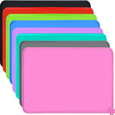 Joytale Silicone Feeding Mat for Dogs, Non-Slip Waterproof Mat with Raised Edge, 53 x 37 cm, Pink