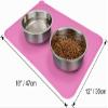 Joytale Silicone Feeding Mat for Dogs, Non-Slip Waterproof Mat with Raised Edge, 53 x 37 cm, Pink view 2