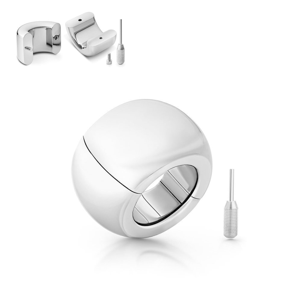 Stainless Steel Testicle Ring Ball Stretcher, 30 mm Inner Diameter, 50 mm Height, Approx. 660 g, XL Screw-Fastened Design (MB100)
