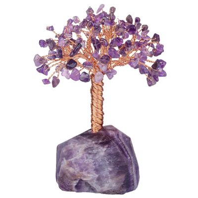 KYEYGWO Amethyst Healing Crystal Tree on Amethyst Base, Feng Shui Bonsai Money Tree Figurine, 12–15 cm