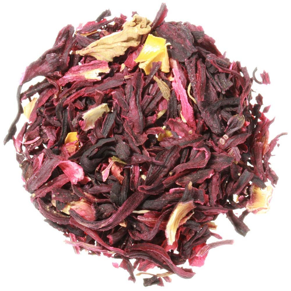 AURESA Organic Hibiscus Flower Tea in a Glass Jar | Dried Flowers - 80 g | Reusable Glass Bottle with Cork Closure
