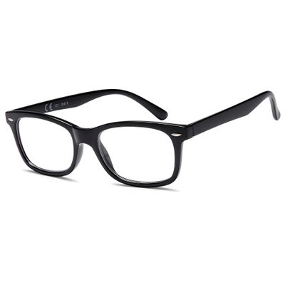 NEW VISION Reading Glasses for Women and Men, Oversized Square Vintage Frame, NV056, +1.50, Black
