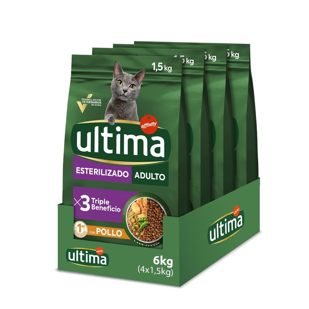 Ultima Sterilized Chicken Dry Cat Food, 4 x 1.5 kg, 6 kg Total