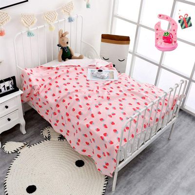 Chickw1 Baby Muslin Blanket, Super-Soft Cotton Cuddle Blanket, 70 × 140 cm, Strawberry