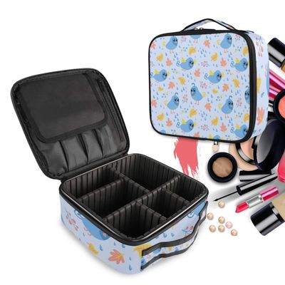 Animal Bird Makeup Bag with Zipper, Toiletry Organizer with Adjustable Dividers for Girls and Women