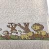 Kids' Bath Towel with Zoo Animals, 100 x 100 cm, Cotton, Beige view 2