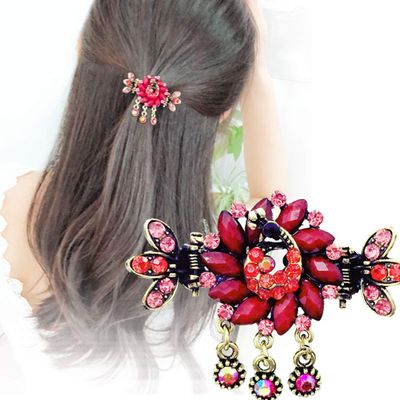 ADIASEN Crystal Peacock Design Hair Clips for Women and Girls