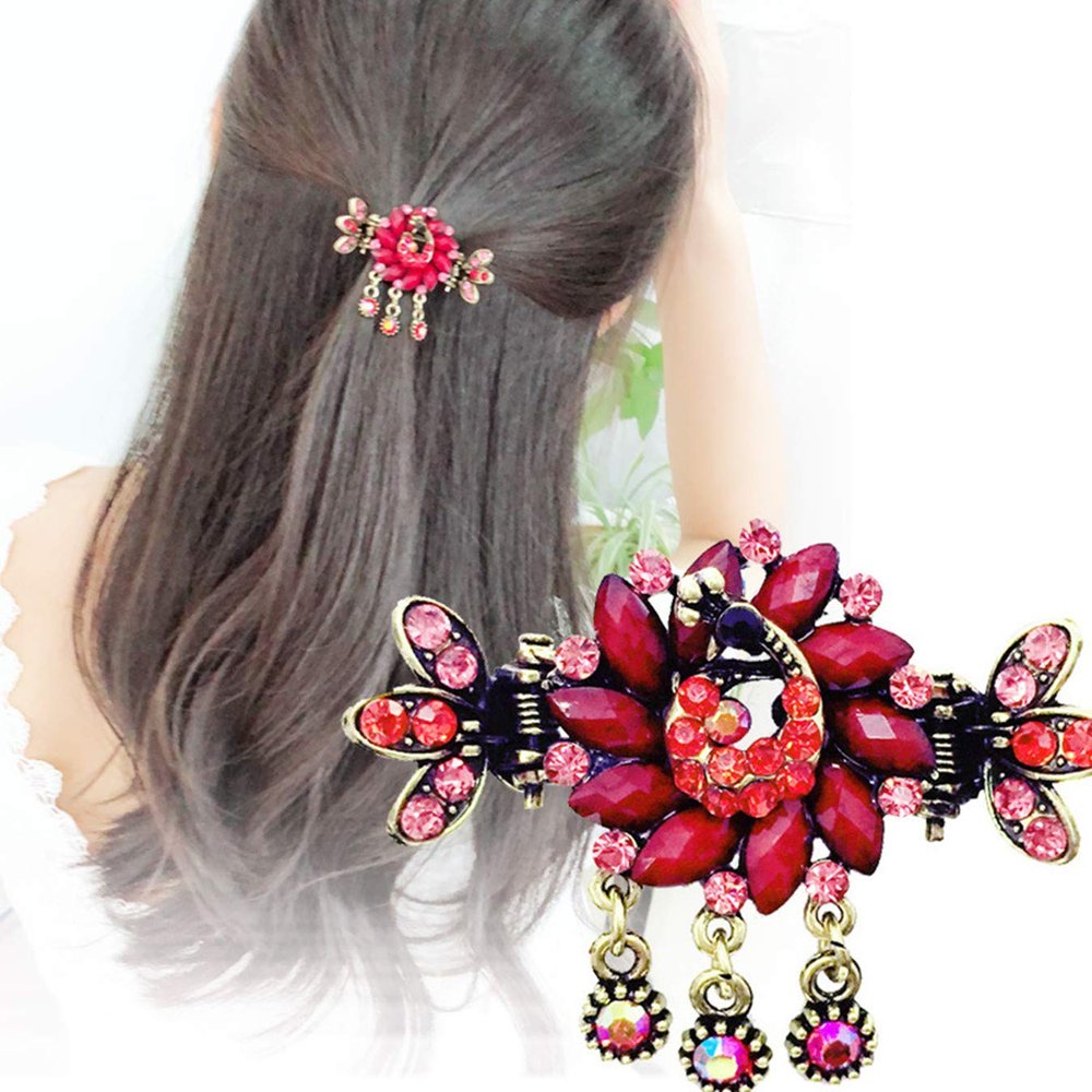 ADIASEN Crystal Peacock Design Hair Clips for Women and Girls