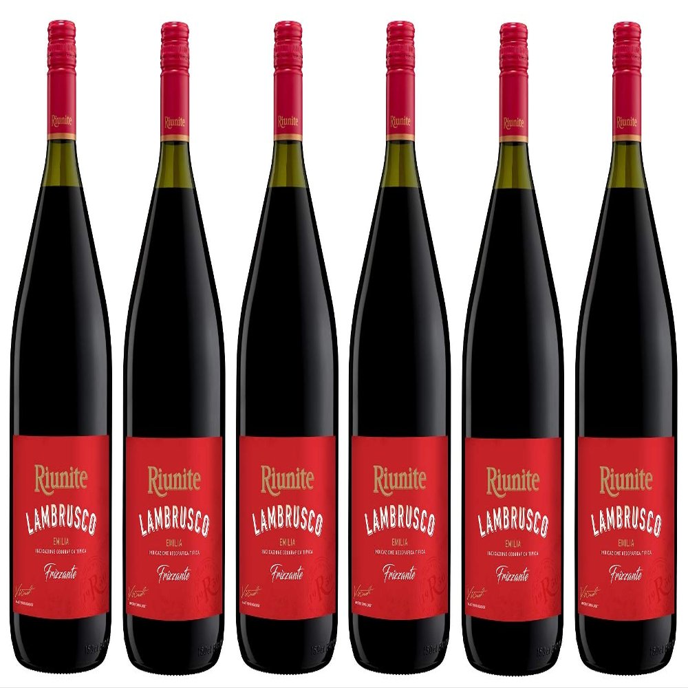 6 x 1.5 L Cantina Riunite Lambrusco Rosso Emilia I.G.P. Red Sparkling Wine, Emilia-Romagna, Italy, Magnum