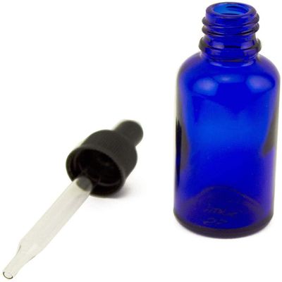 10–100 ml Blue Glass Dropper Bottles with Removable Rubber Bulbs