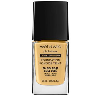 Wet n Wild Photo Focus Foundation DEWY - Moisturizing Foundation in Golden Beige Ivory - Covers Blemishes, Suitable for Normal and Dry Skin - Vegan