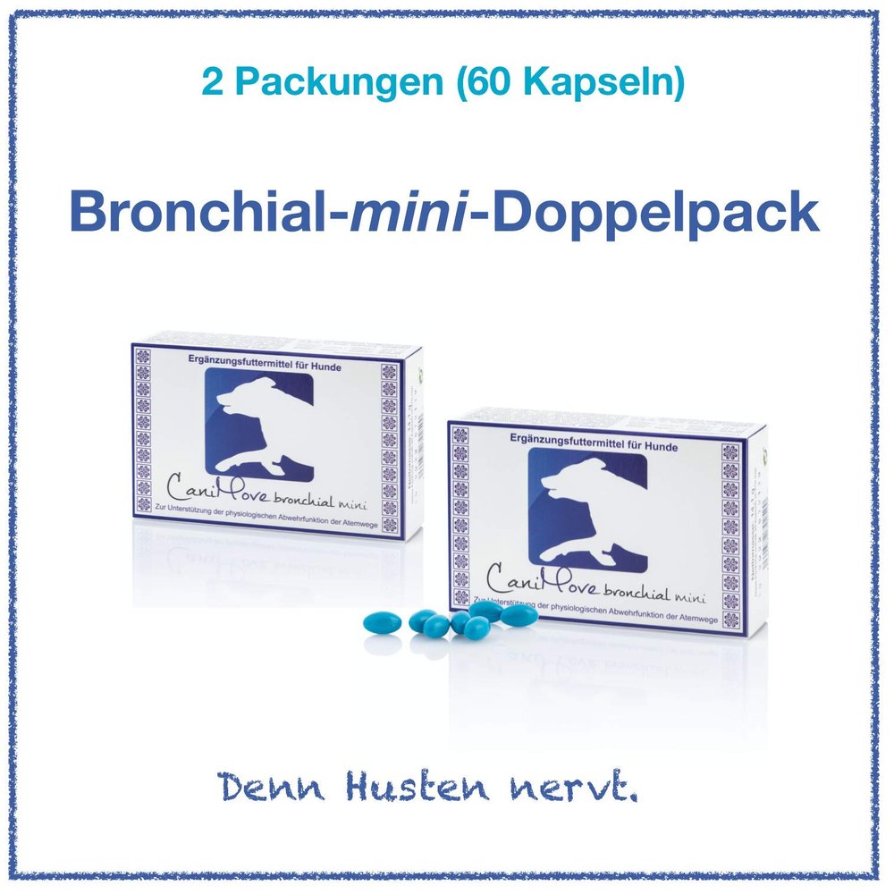 CaniMove Bronchial Mini Twin Pack – 60 Cough Capsules for Dogs Under 10 kg with Oils, Thyme, Ivy, Icelandic Moss and Propolis