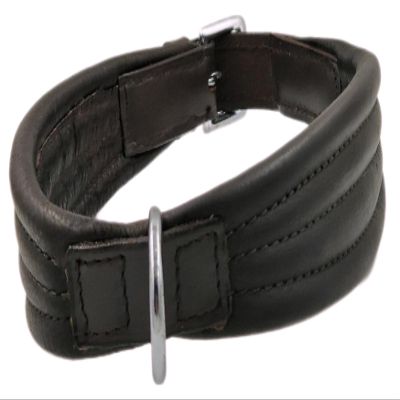 Ambros Brown Buffalo Leather Dog Collar, Soft and Tapered (M)