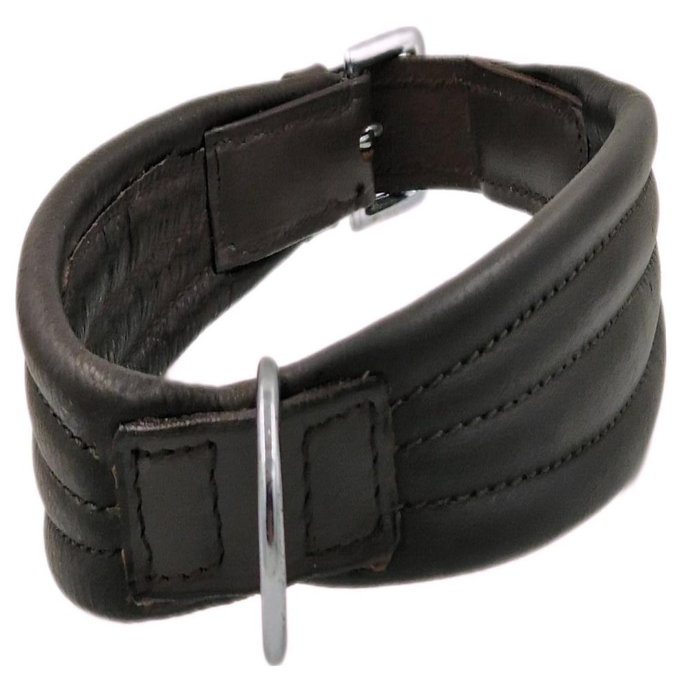 Ambros Brown Buffalo Leather Dog Collar, Soft and Tapered (M)