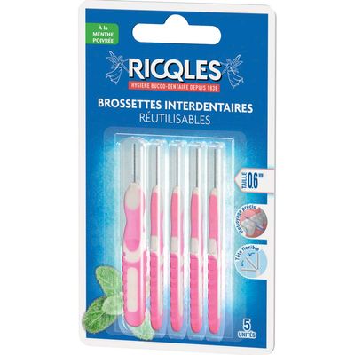 Ricqles Interdental Brushes, 0.6 mm, 5 Count