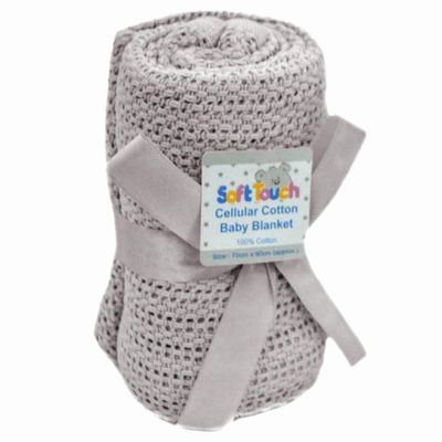 Soft 100% Cotton Baby Blanket for Crib, Stroller or Bassinet, 70 x 90 cm, Gray