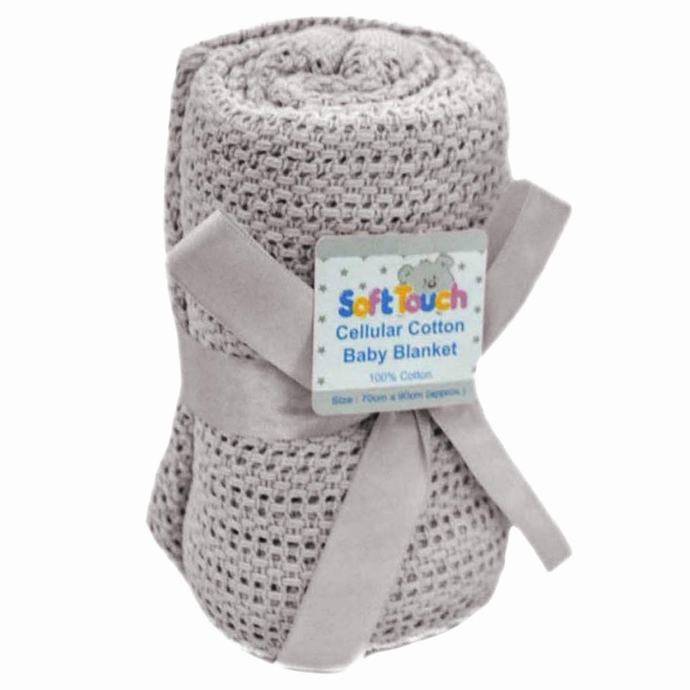 Soft 100% Cotton Baby Blanket for Crib, Stroller or Bassinet, 70 x 90 cm, Gray