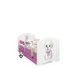 Happy Babies Pink Double-Sided Toddler Bed with Drawer, Safety Rail and 7 cm Foam Mattress (Dog with Bow, 160 x 80 cm) view 1