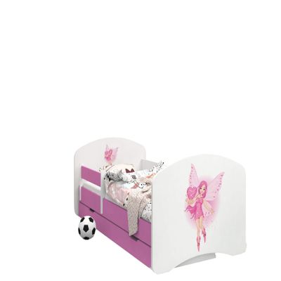 Happy Babies Pink Toddler Bed with Drawer, Modern Design, Safety Rails and 7 cm Foam Mattress (43. Princess with Heart, 160 x 80 cm)