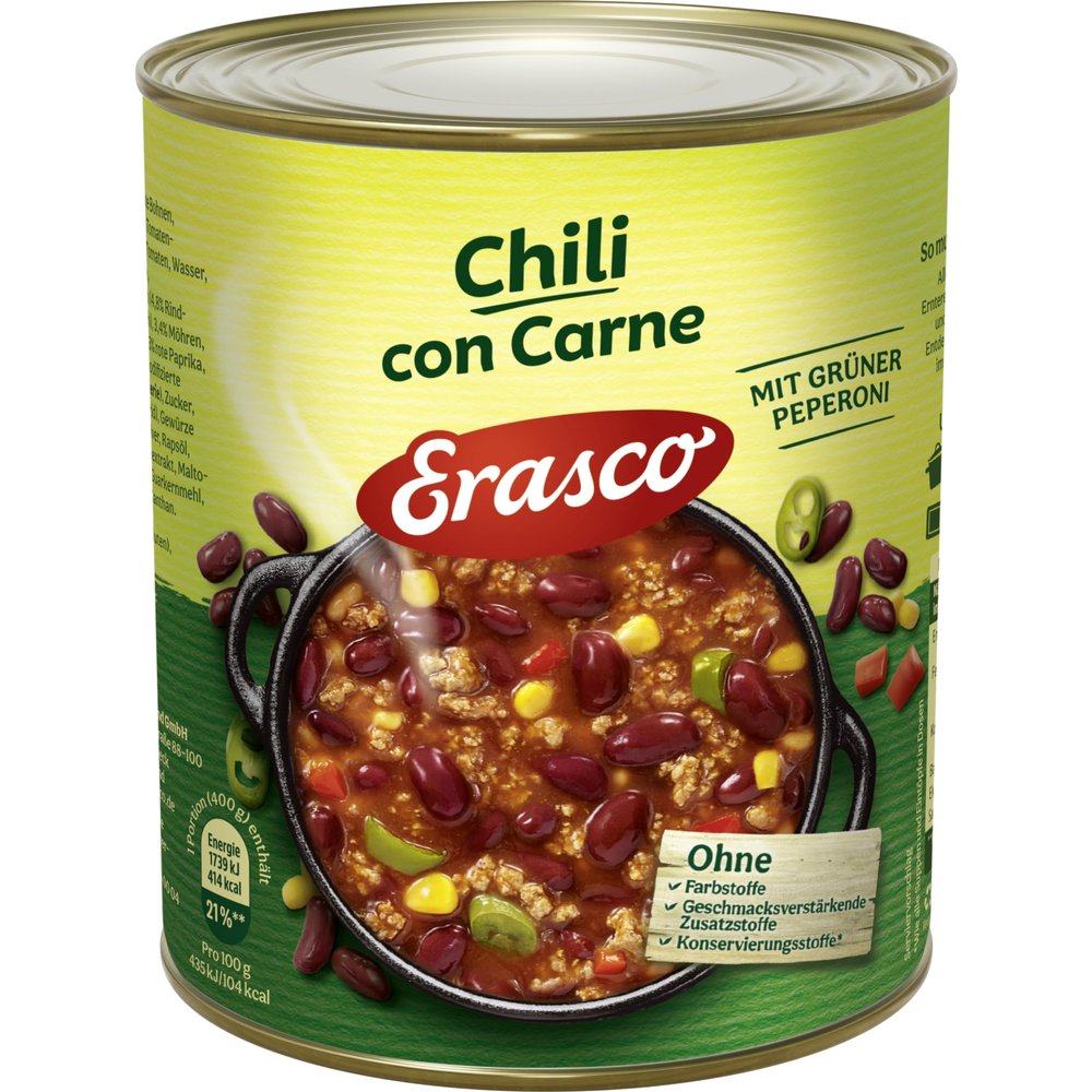 Erasco Chili con Carne, 800 g (Pack of 6) – Ready in about 5 minutes