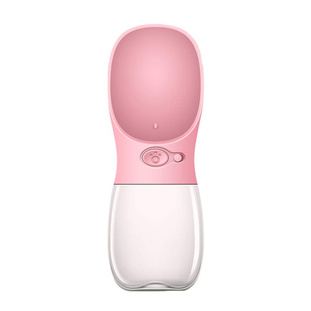 Dog Water Bottle 350–480 mL, Portable Pet Travel Bottle with Dispenser, Pink, 350 mL