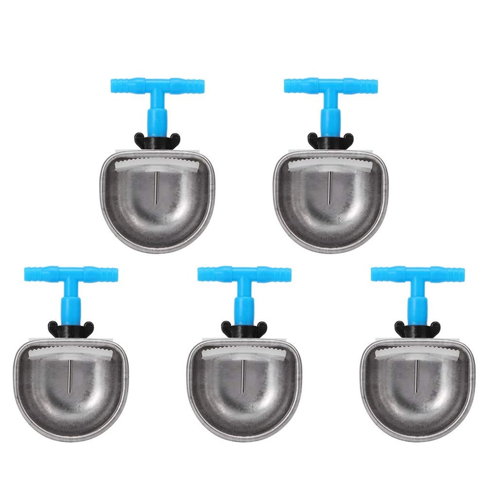 Cikonielf 5-Piece Stainless Steel Rabbit Water Bowls, Automatic Nipple Drinkers, Small