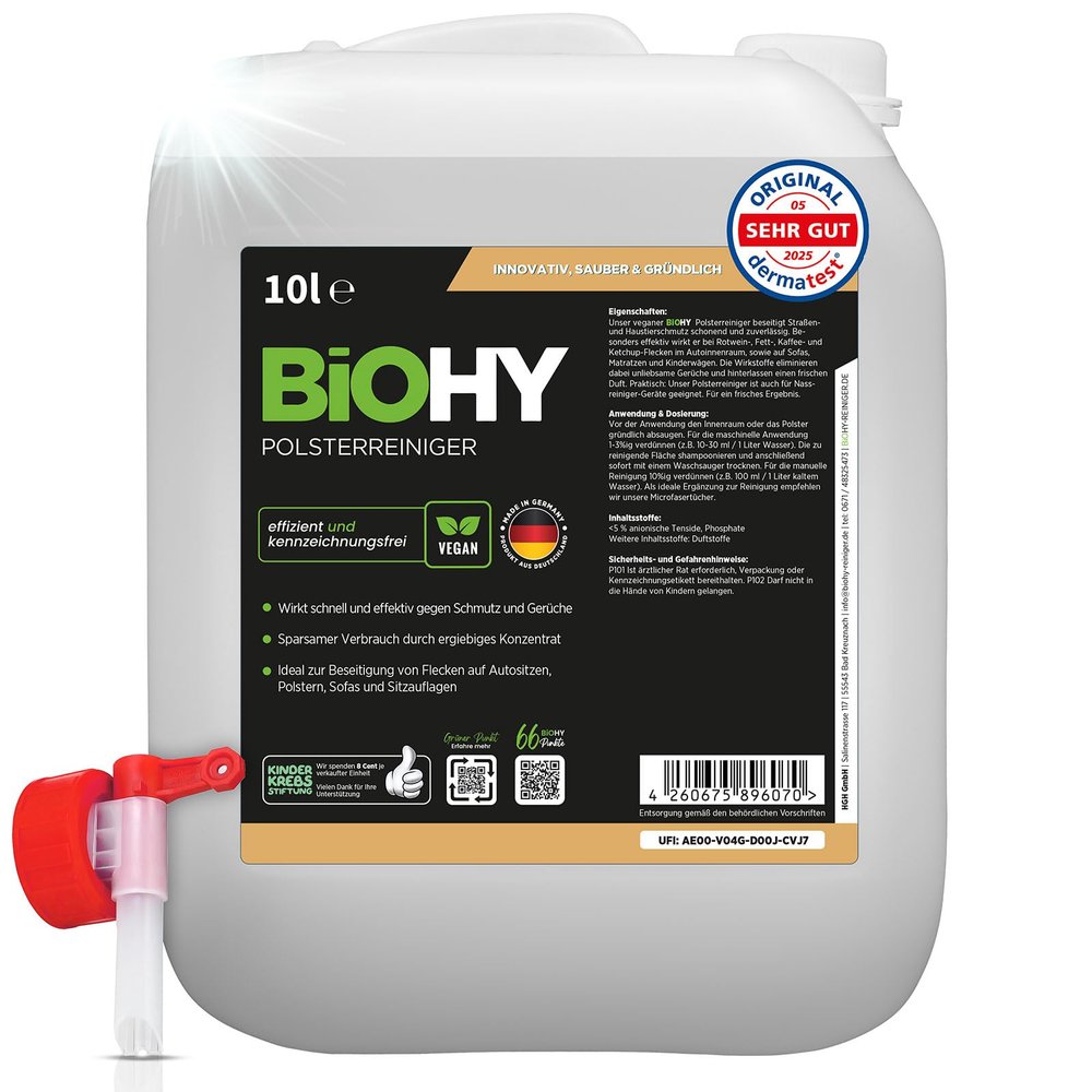 BiOHY Upholstery Cleaner Concentrate, 10 L Canister with Dispensing Tap