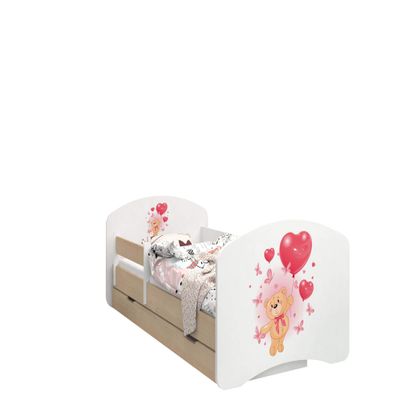 Happy Babies Double-Sided Toddler Bed with Drawer, Light Pear (Bear with Balloons, 190/90)