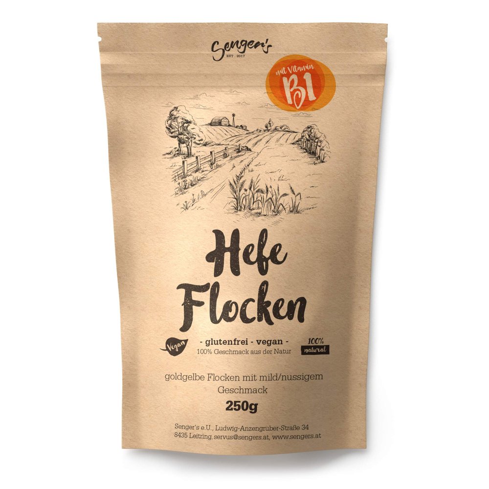 Senger's Fine Nutritional Yeast Flakes, Vegan and Gluten-Free, Quality from Austria (500 g)